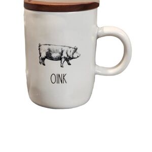 Rae Dunn OINK mug with wooden lid - Coffee Bar Farmhouse